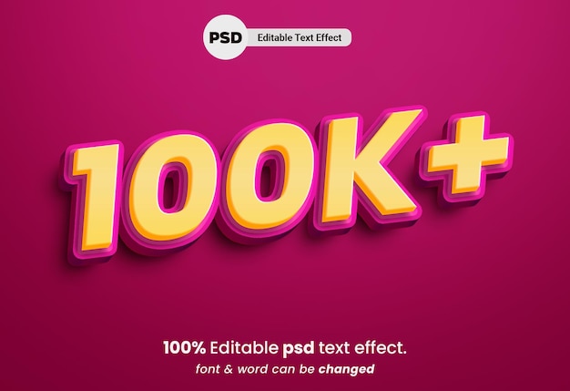 Effetto di testo modificabile 3D 100k
