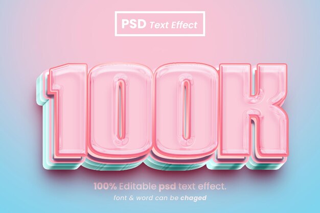 Effetto di testo modificabile 3D 100k