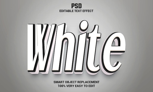 Effetto di testo modificabile 3d bianco con sfondo Psd Premium