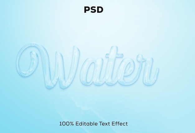 Effetto di testo modificabile 3d dell'acqua