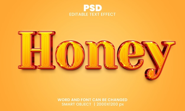 Effetto di testo modificabile 3d miele Psd Premium con sfondo