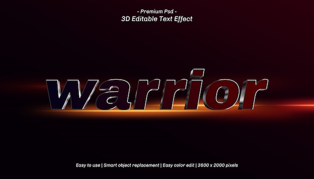 Effetto di testo modificabile 3D Warrior