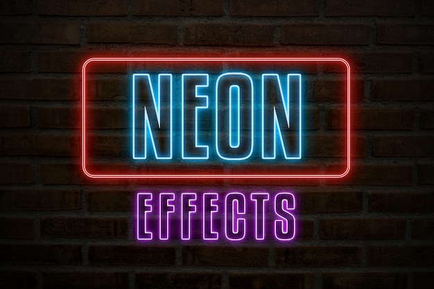 Effetto di testo modificabile a luce al neon
