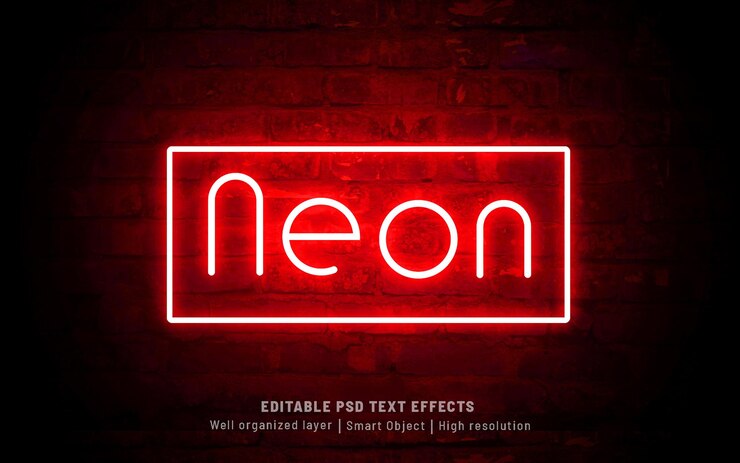 Effetto di testo modificabile bagliore di luce al neon