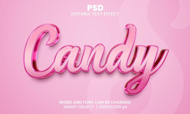 Effetto di testo modificabile Candy 3d Psd Premium con sfondo