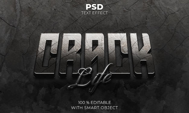 Effetto di testo modificabile Crack Life 3D