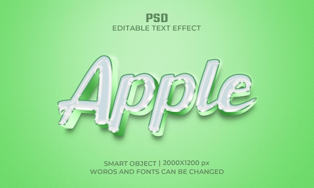 Effetto di testo modificabile di Photoshop 3d di Apple con sfondo