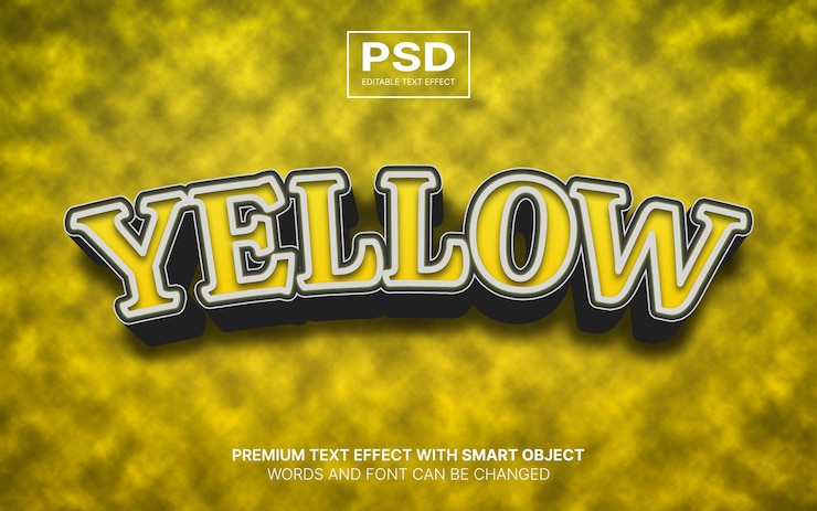 PSD effetto di testo modificabile giallo 3d