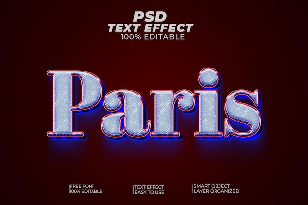 Effetto di testo modificabile in stile 3D di Parigi