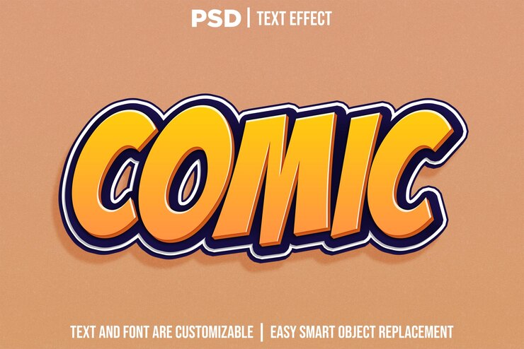 PSD effetto di testo modificabile in stile colorato fumetto comico 3d