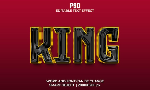 Effetto di testo modificabile King 3d Psd Premium con sfondo