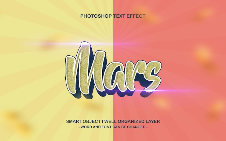 PSD effetto di testo modificabile mars 3d