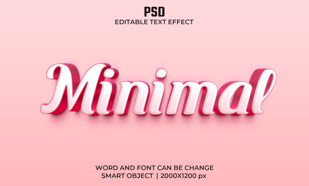 Effetto di testo modificabile minimo 3d Psd Premium con sfondo