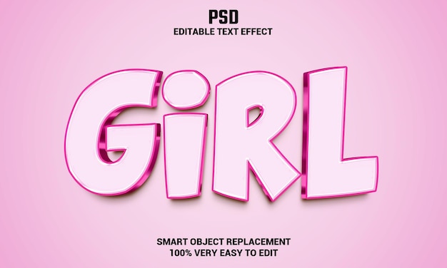 Effetto di testo modificabile ragazza 3d con sfondo Psd Premium