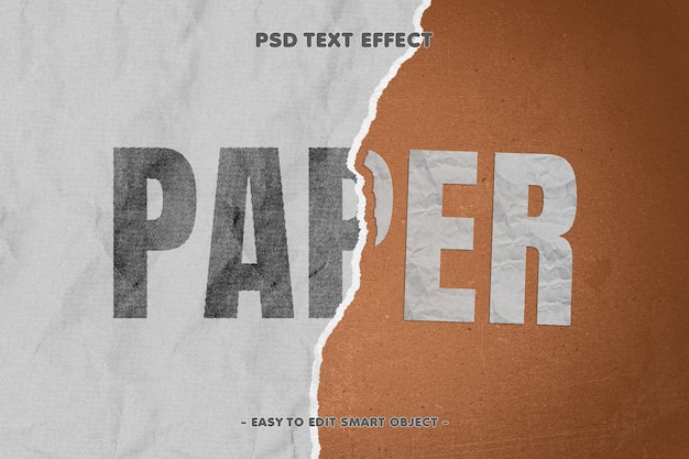 Effetto di testo modificabile su carta strappata