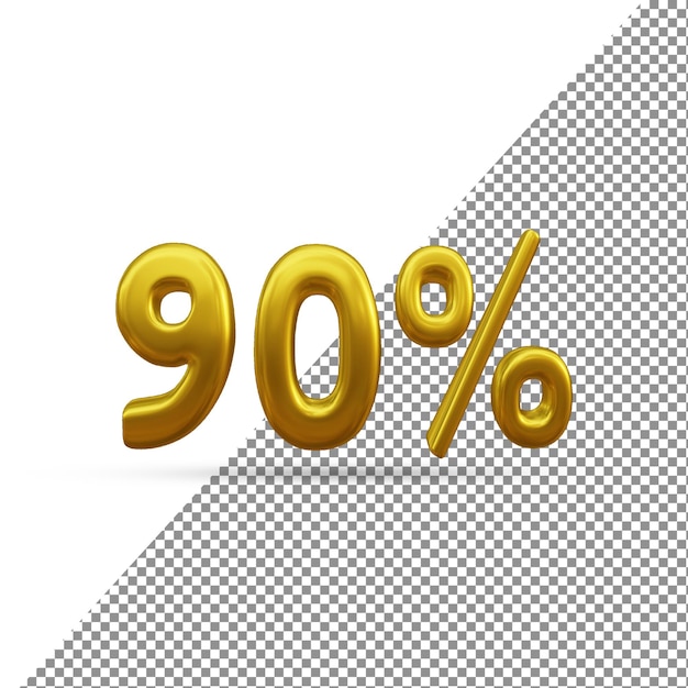 Effetto di testo oro 3D del 90 percento