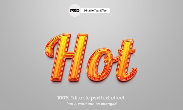 Effetto di testo premium modificabile 3d piccante caldo con sfondo