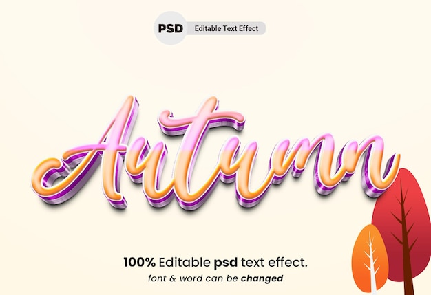 Effetto di testo premium modificabile in autunno 3d