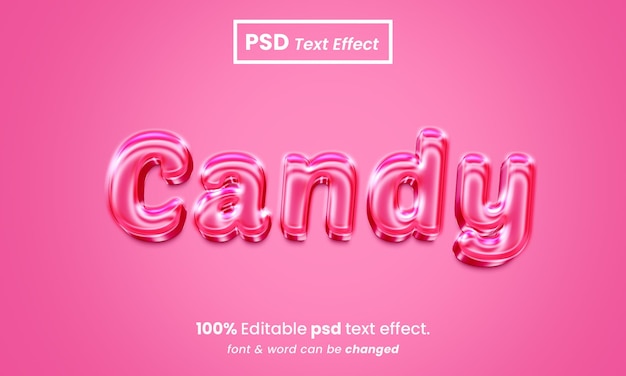 Effetto di testo premium PSD modificabile Candy 3d