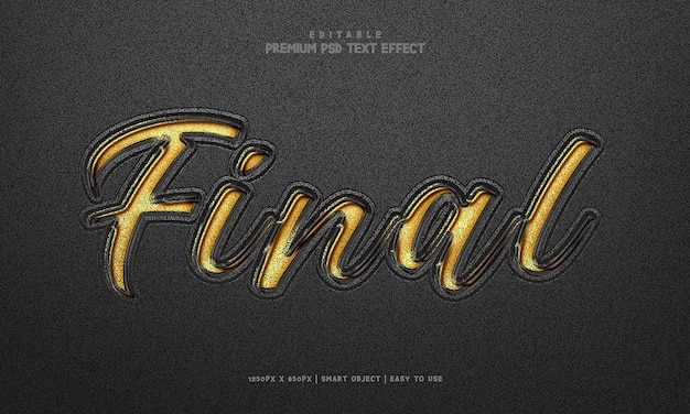 Effetto di testo PSD 3D golden editable premium finale
