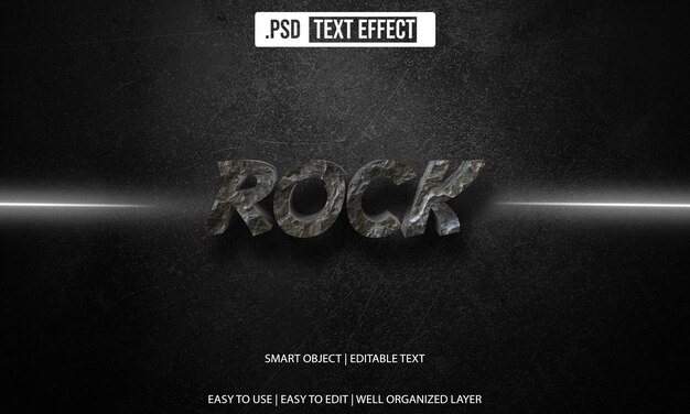 Effetto di testo psd editable psd rock