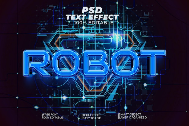 Effetto di testo PSD modificabile in stile robot 3d