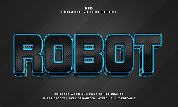 Effetto di testo psd modificabile robot 3d con sfondo