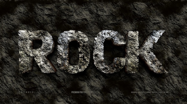 Effetto di testo psd premium modificabile rock