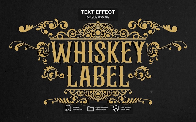 Effetto di testo sull'etichetta del whisky