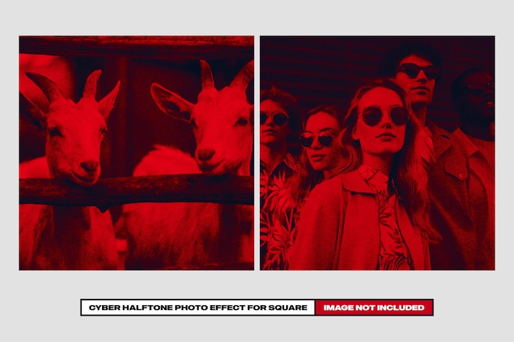 PSD effetto foto cyber halftone per square