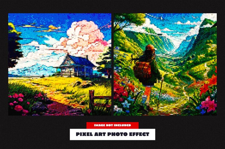 PSD effetto foto pixel art per square