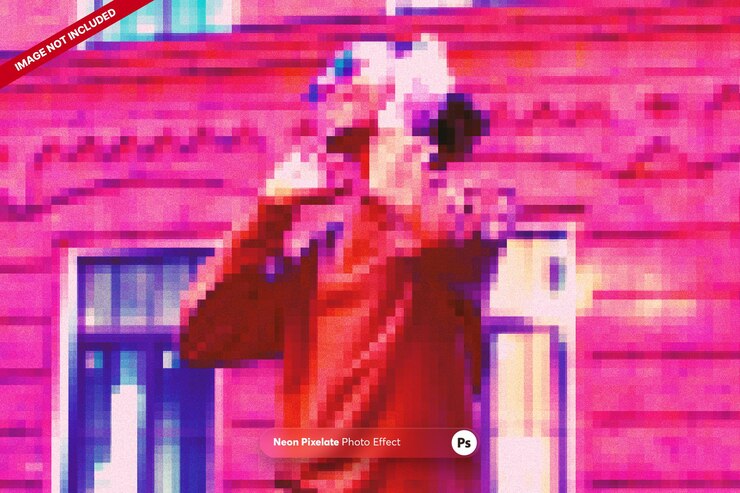 PSD effetto foto pixelato al neon