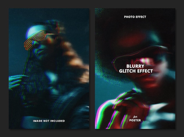 Effetto foto sfocato glitch per poster
