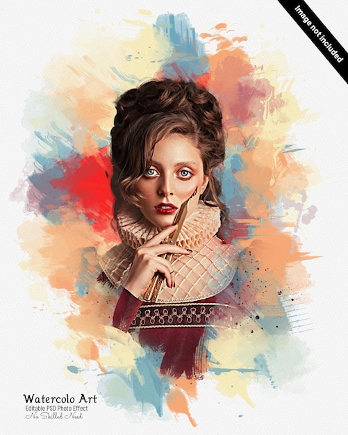 Effetto fotografico ad acquerello a impronta liquida per il modello Photoshop