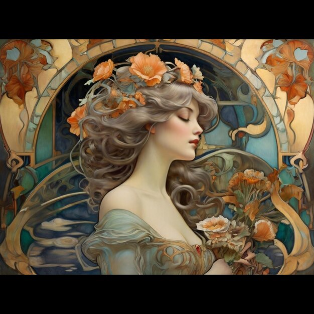 Effetto fotografico Art Nouveau ai immagini foto illustrazione.