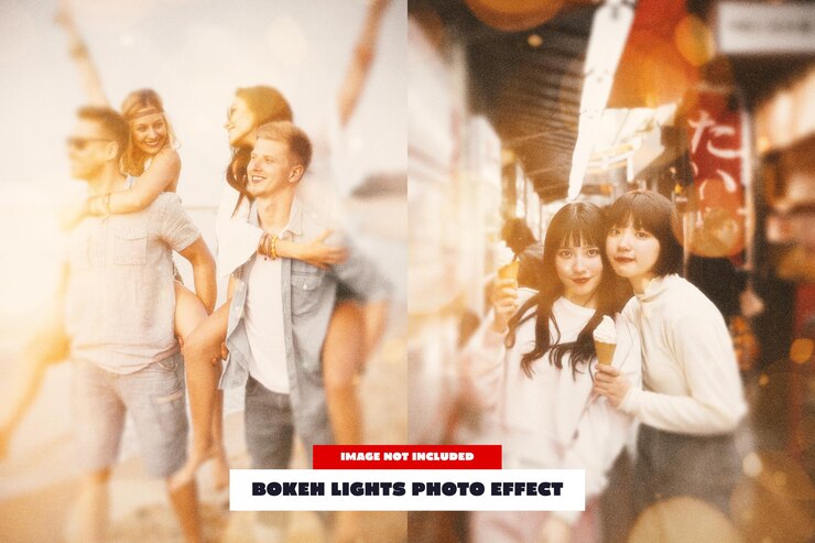 PSD effetto fotografico di luci bokeh per manifesto