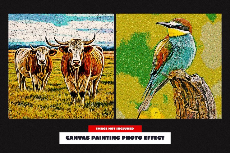 PSD effetto fotografico di pittura su tela per quadrato