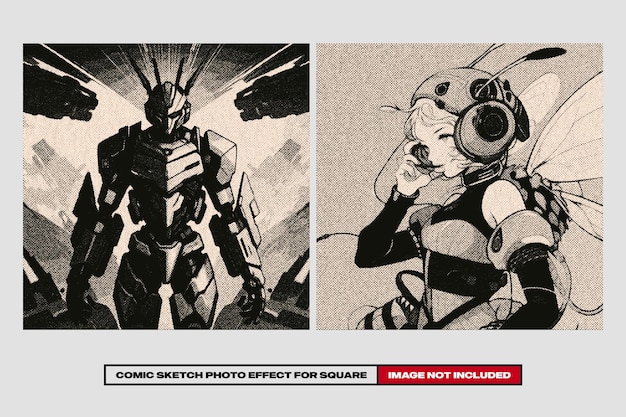 Effetto fotografico di sketch a fumetti per Square