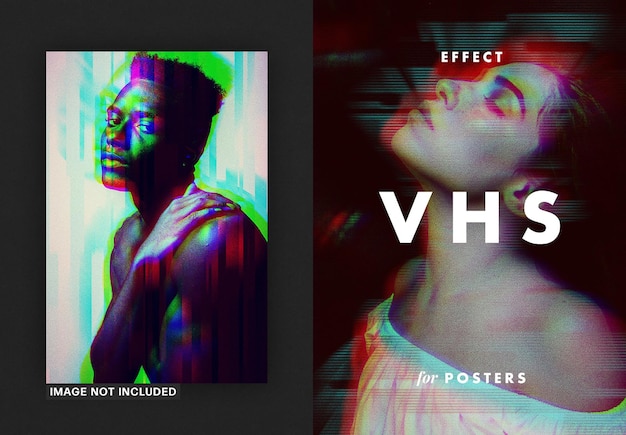 Effetto fotografico glitch VHS per poster