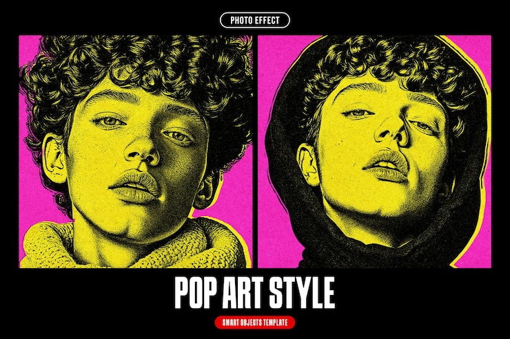 PSD effetto fotografico in stile pop art per square