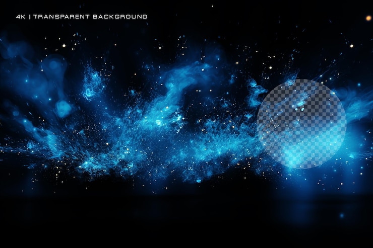 PSD effetto particolare blue dust su sfondo trasparente