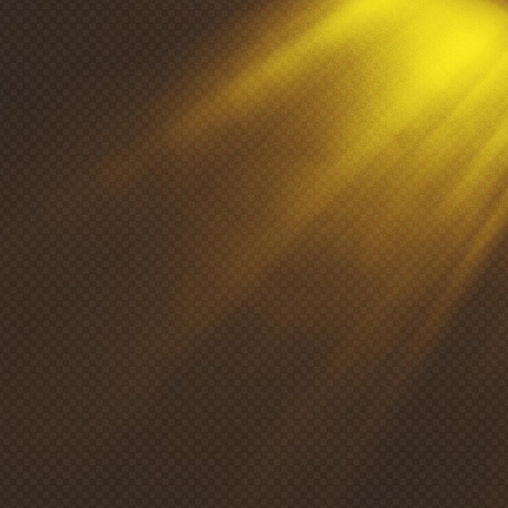 PSD effetto realistico dei raggi di luce gialla isolato su sfondo trasparente effetto realistico della luce solare