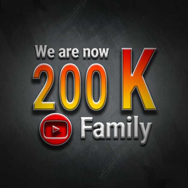 Effetto stile testo 3d modificabile grazie a 200.000 follower