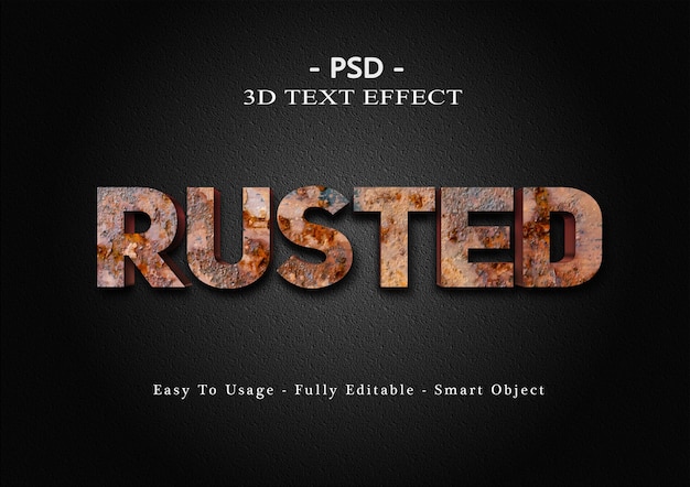 Effetto stile testo arrugginito 3D