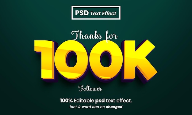 Effetto testo 100K Effetto testo psd premium modificabile in 3D