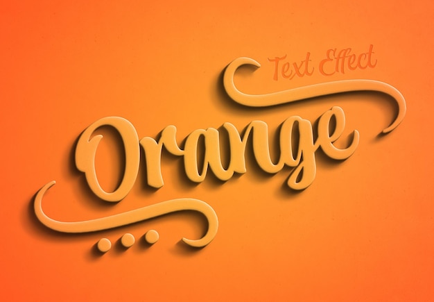 Effetto testo 3d arancione con ombra Mockup