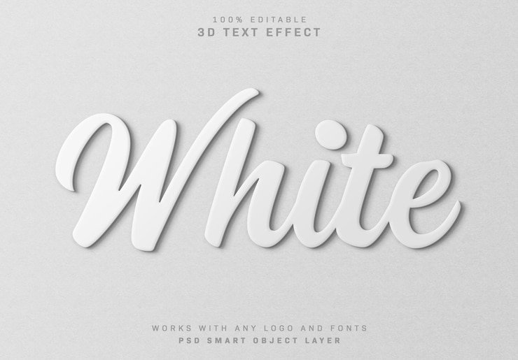PSD effetto testo 3d bianco con ombra morbida mockup