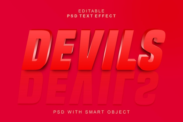 Effetto testo 3d di colore rosso diavoli