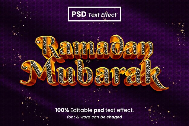 Effetto testo 3d di Ramadan Mubarak