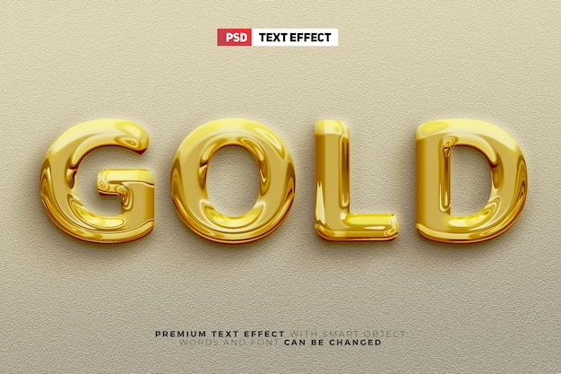 Effetto testo 3D in oro liquido